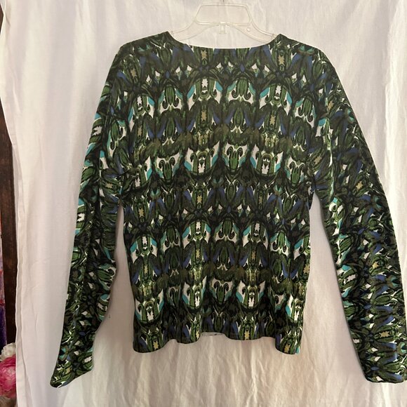 Large, by Jones New York sweater, Green, black turquoise and white - Picture 2 of 5